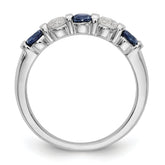 14k White Gold 1/3 carat Diamond and Blue Sapphire Complete Band